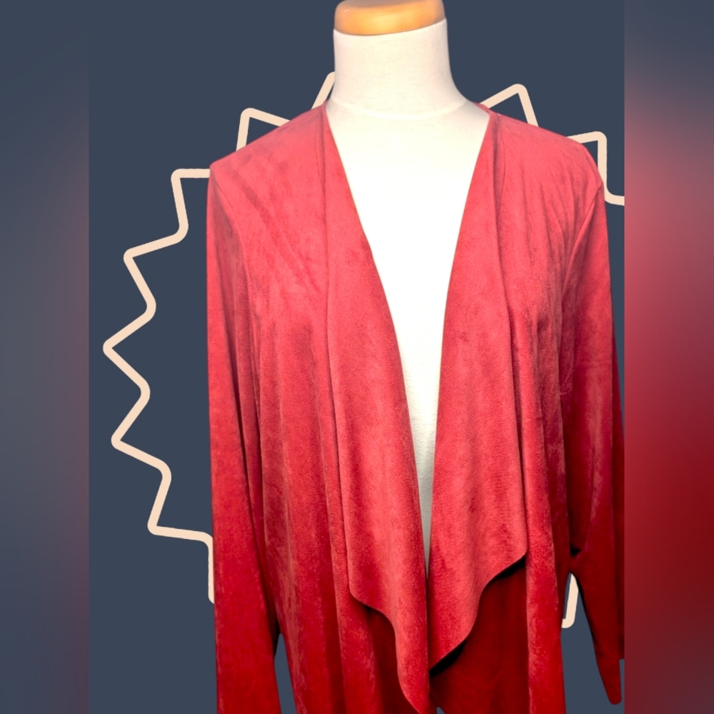 Alfred Dunner Women’s 18W Red Open-Front Drape Cardigan - Picture 12 of 12
